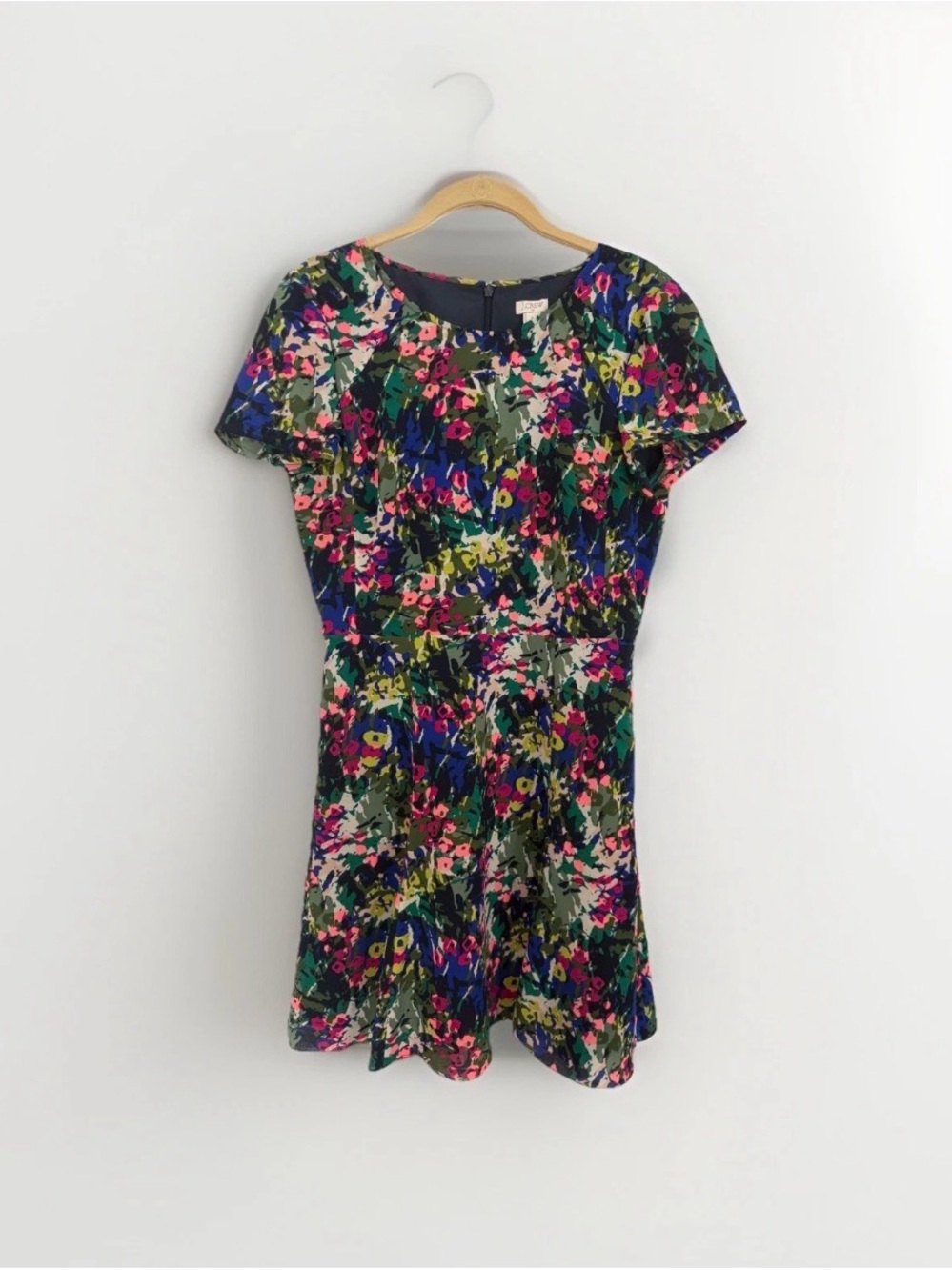 EUC J. Crew Multicolor Floral Short Sleeve Above the Knee Dress